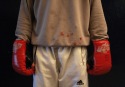 Buenos Aires, 9 de agosto de 2008. Detalle de sangre sobre la ropa del boxeador  Gaston "el bombardero" Zaccarias.