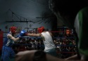 Buenos Aires, 27 de septiembre de 2008. Exhibicion de box en el Almagro Boxing Club. El entrenador Andres Fleita (derecha) observa el combate que se desarrolla en el ring.